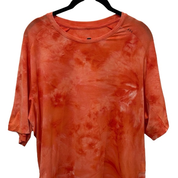 LuLuLemon DDWZ Orange Tie Dye Always Agile Short Sleeve Athletic Top Men's XL - Picture 3 of 9